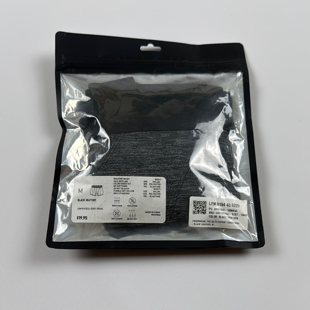 Fabletics The 5in Blueprint Men's Boxer Brief - Black Heather Size‎ M